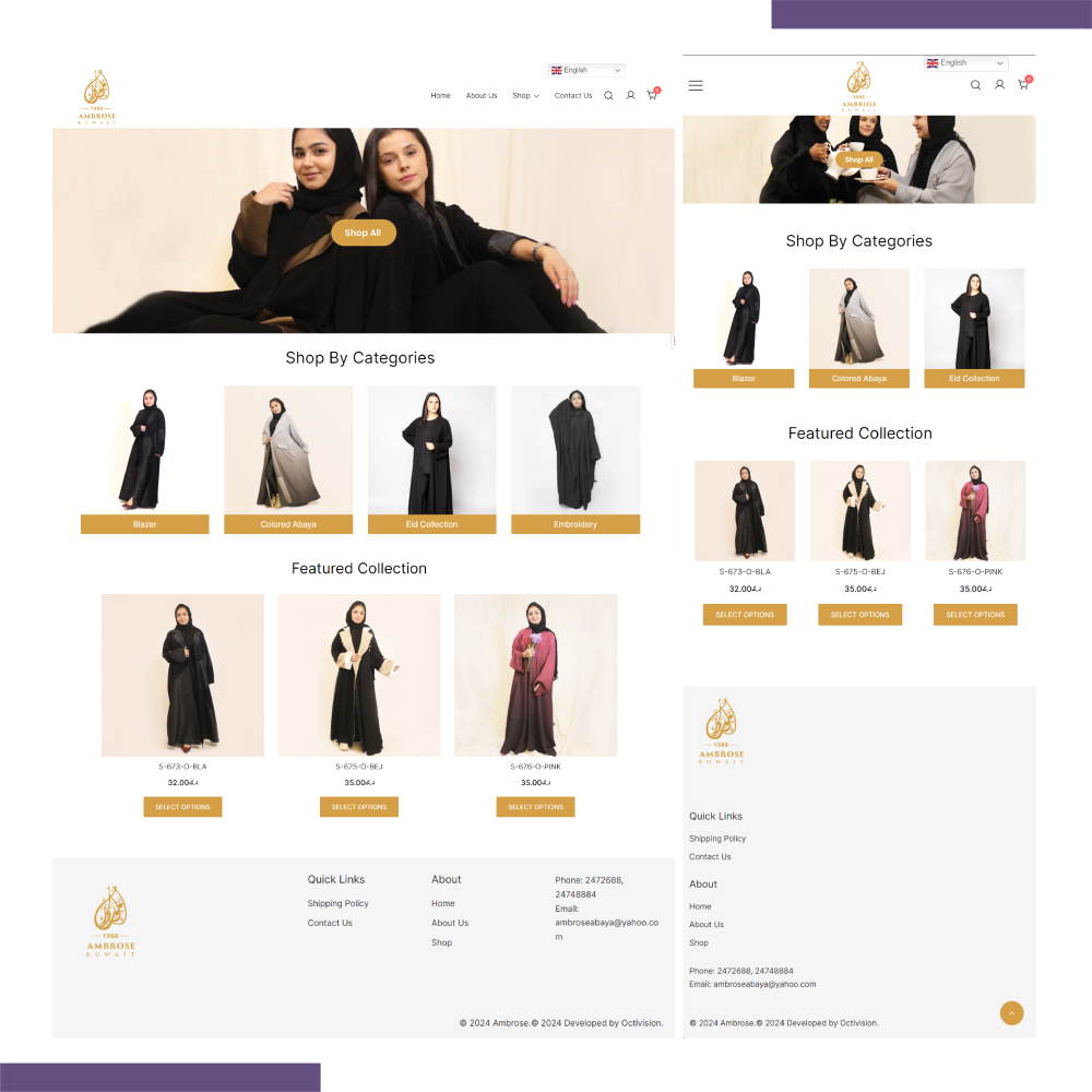Ambrose Abayas Website Development